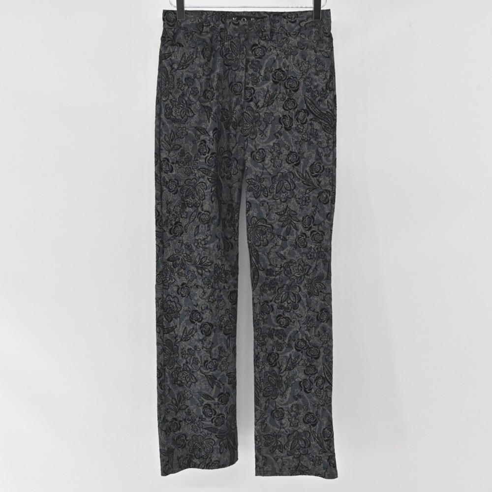 Koel Velvet Pants Womens Sz 4 Black Floral Cotton Silk Low Rise Straight Leg NWT